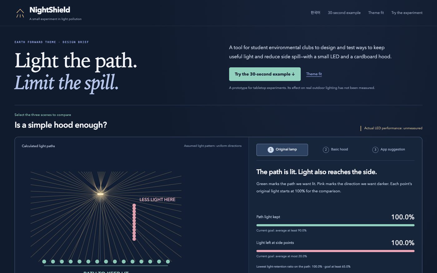 NightShield prototype interface snapshot
